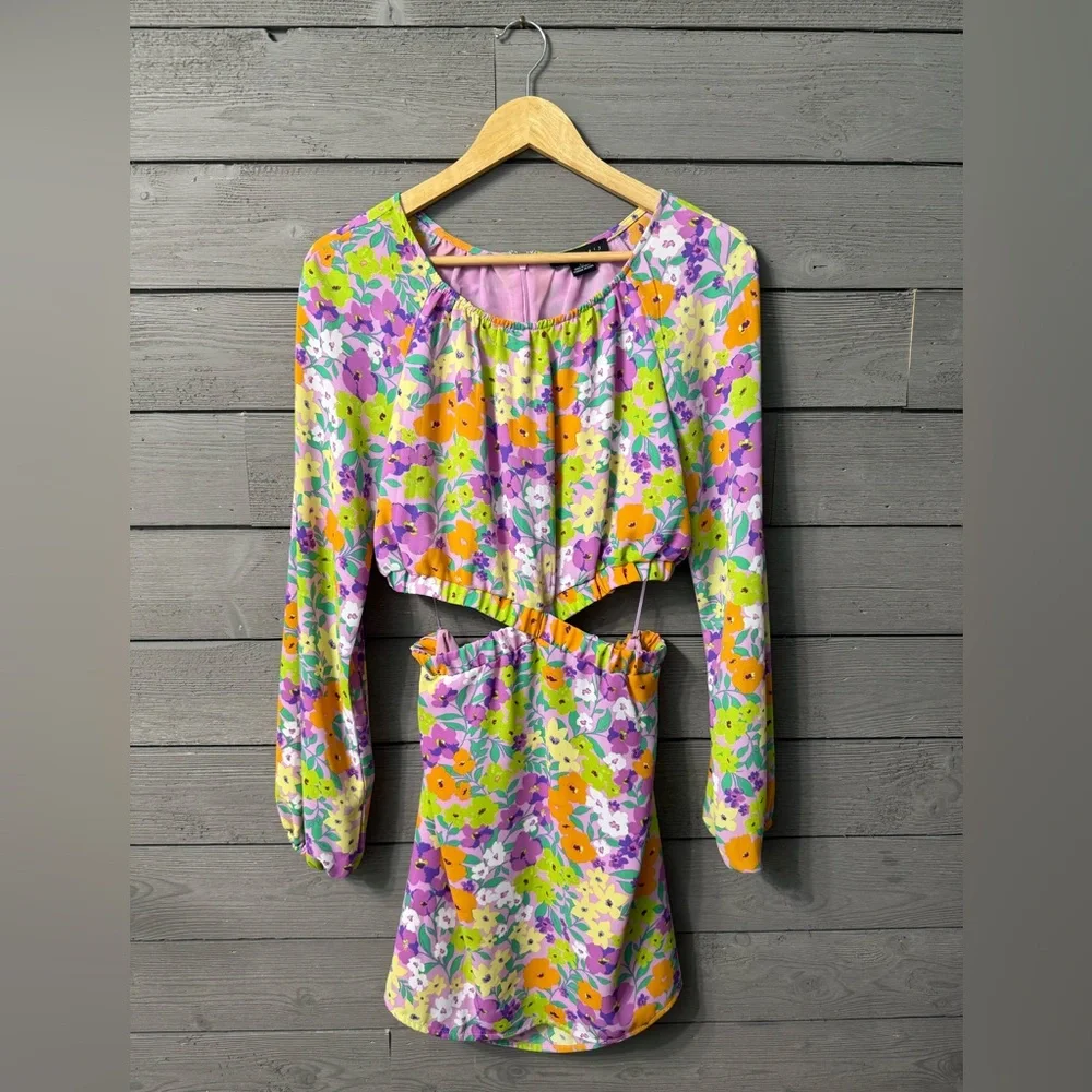 Sanctuary Fresh Garden Vibrant Floral Cutout Mini Dress XS Summer Easter Spring - Picture 7 of 15
